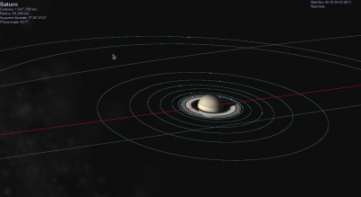 Объекты Celestia включают все спутники Сатурна.